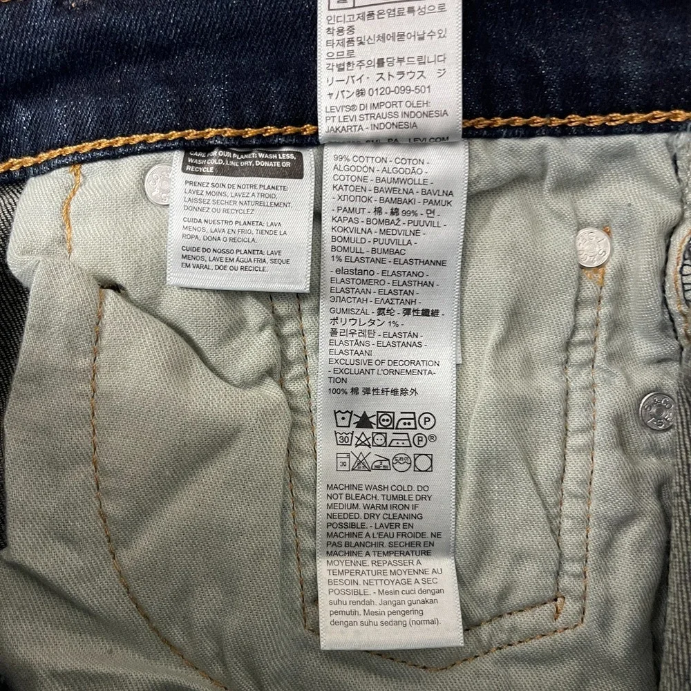 Levis Jeans Mens 30x32 Blue 511 Slim Fit Dark Wash Denim Whiskers Goth Grunge
